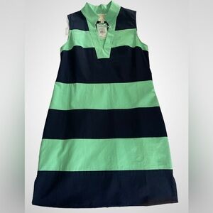 Sail To Sable Navy & Mint Striped Shift Dress Size M Split V - Brand New w/Tags